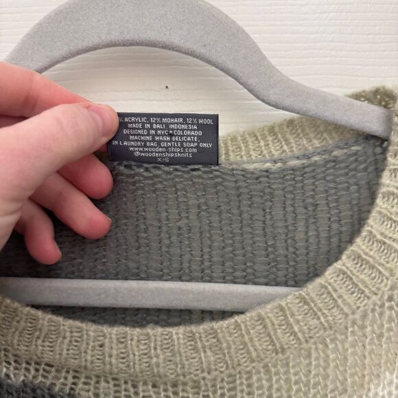 Wooden Ships Skull Motif Crewneck Open Knit Sweater Size XS Camouflage - Picture 5 of 5